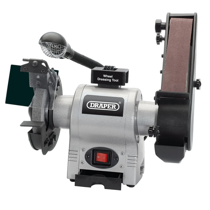 Draper Bench Grinder with Sanding Belt and Work light, 150mm, 370W - GD650A