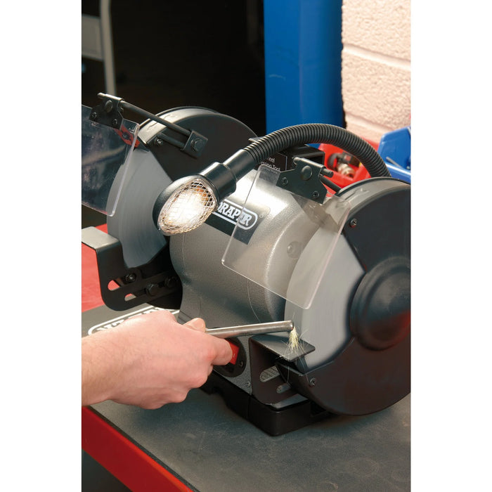 Draper Heavy Duty Bench Grinder with Work light, 200mm, 550W - GD825L