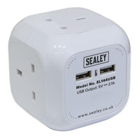 Sealey Extension Cable Cube 1.4m 4 x 230V & 2 x USB Sockets White EL144USB