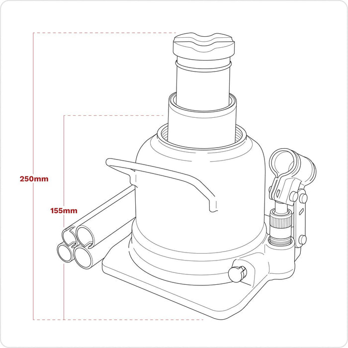 Sealey Low Profile Telescopic Bottle Jack 20 Tonne BJ20LE Sealey - Town Tools 
