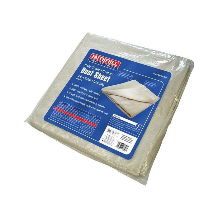 Faithfull Cotton Twill Polythene Backed Dust Sheet 3.6 x 2.8m Faithfull - Town Tools