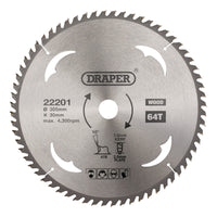 Draper TCT Circular Saw Blade for Wood, 305 x 30mm, 64T 22201
