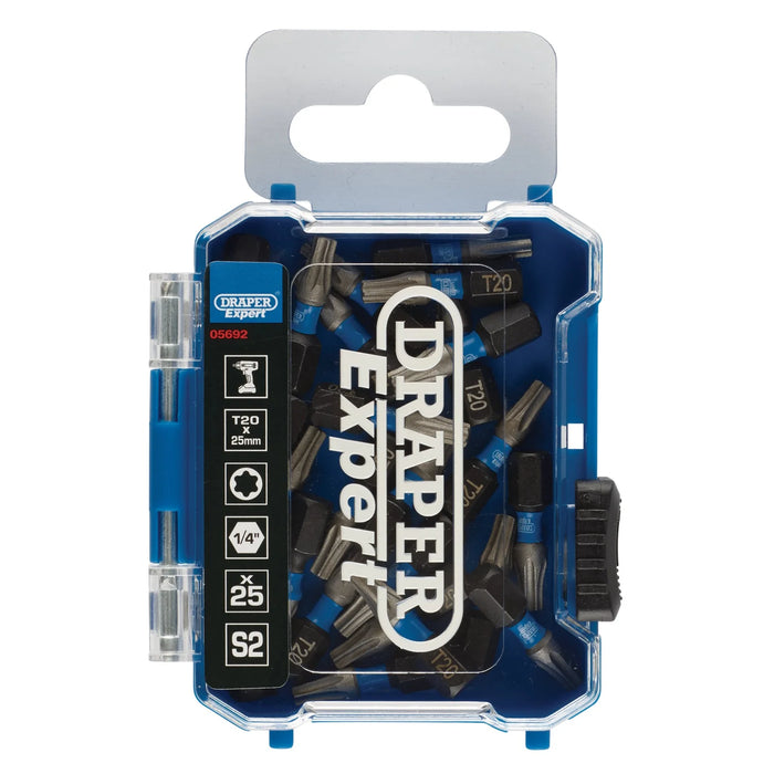 Draper Expert TX-STAR® Impact Screwdriver Bits, T20 x 25mm, 1/4" Hex (Pack of