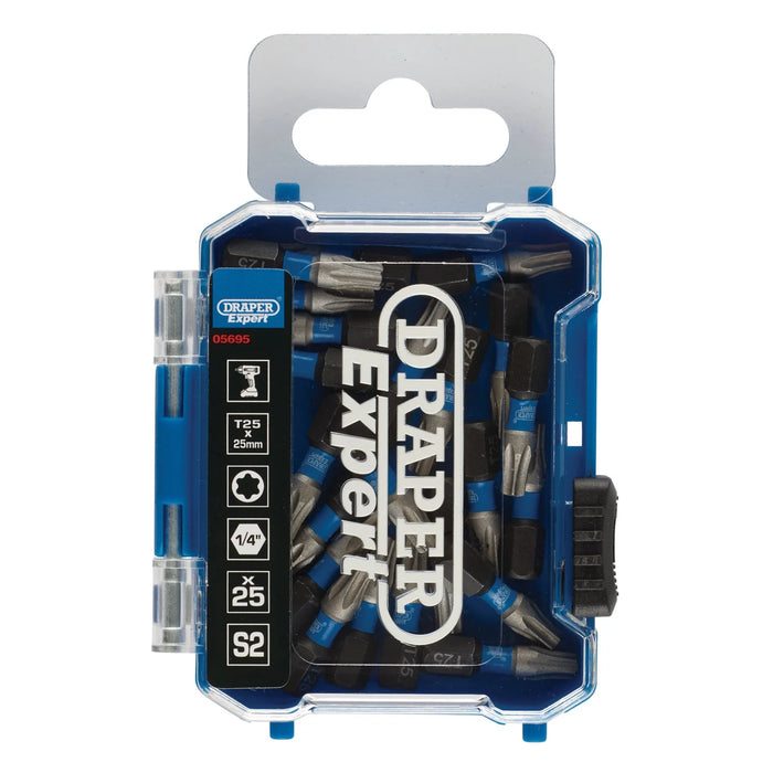 Draper Expert TX-STAR® Impact Screwdriver Bits, T25 x 25mm, 1/4" Hex (Pack of