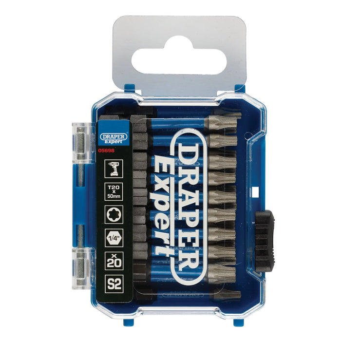 Draper Expert TX-STAR® Impact Screwdriver Bits, T20 x 50mm, 1/4" Hex (Pack of