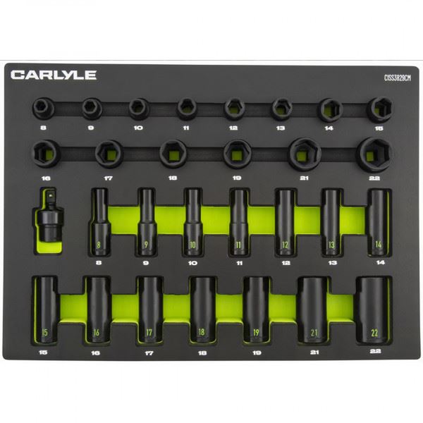 Carlyle Tools 29Pc 3/8 Drive 6 Point Impact Socket Set 8 To 22mm