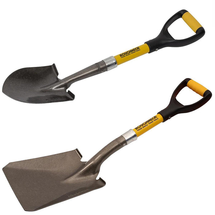 Roughneck Micro Shovel Twin Pack Round Point Bulk Square Head
