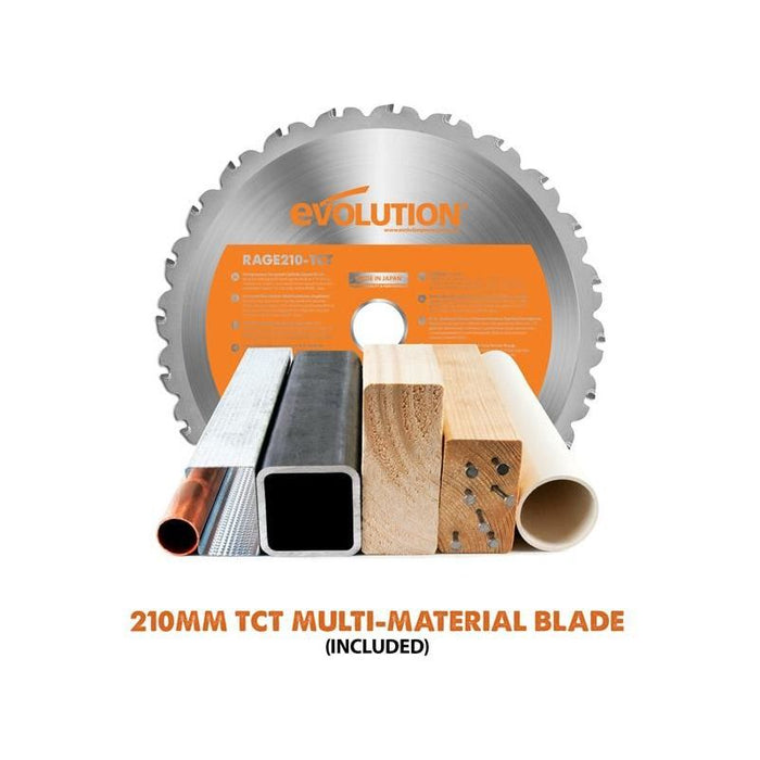 Evolution R210SMS+ Pro Multi-Material Sliding Mitre Saw 210mm 1500W 110V Evolution - Town Tools
