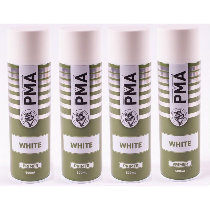 4 x PMA Professional White Primer 500ml Spray Paint High Coverage PMA - Town Tools 