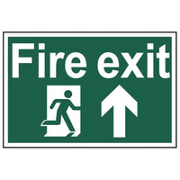 Scan Fire Exit Running Man Arrow Up - PVC Sign 300 x 200mm