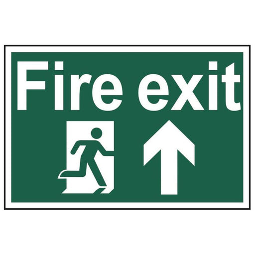 Scan Fire Exit Running Man Arrow Up - PVC Sign 300 x 200mm Scan - Town Tools