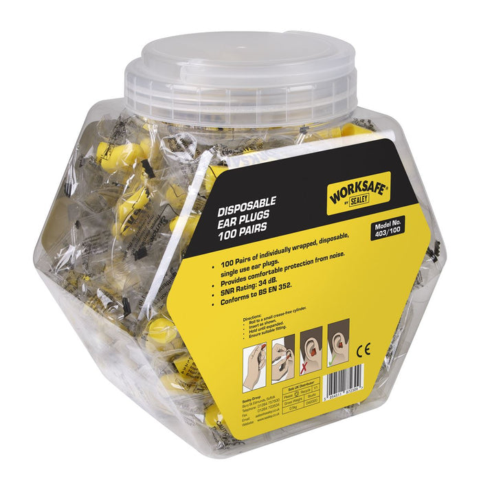 Worksafe Worksafe Disposable Ear Plugs - 100 Pairs 403/100 Worksafe - Town Tools 