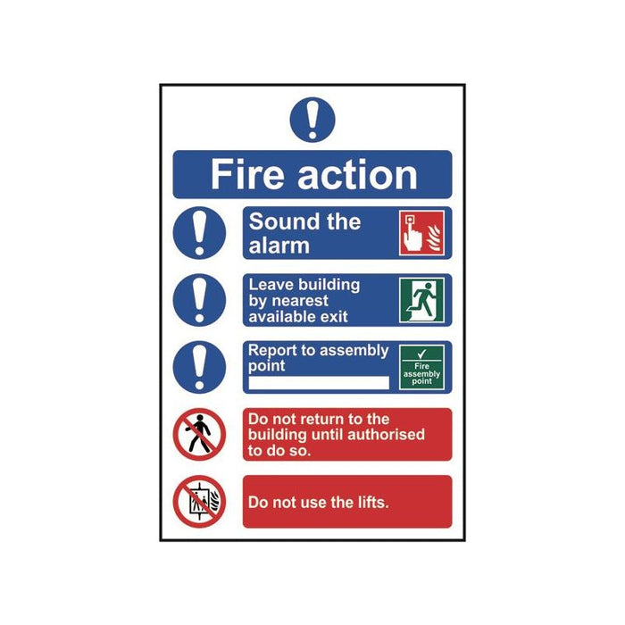 Scan Fire Action Procedure, Style 2 - PVC Sign 200 x 300mm Scan - Town Tools