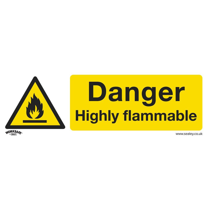 Sealey Warning Safety Sign Danger Highly Flammable Rigid Plastic Pack of 10 Sealey - Town Tools 