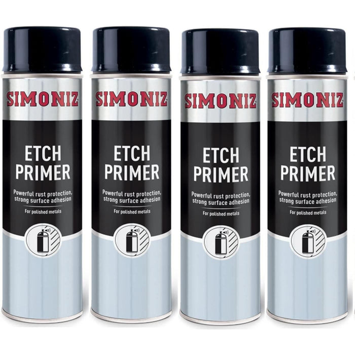 4x Simoniz Etch Primer Car Spray Polished Metal Paint Rust Protection Aerosol 500ml Simoniz - Town Tools 