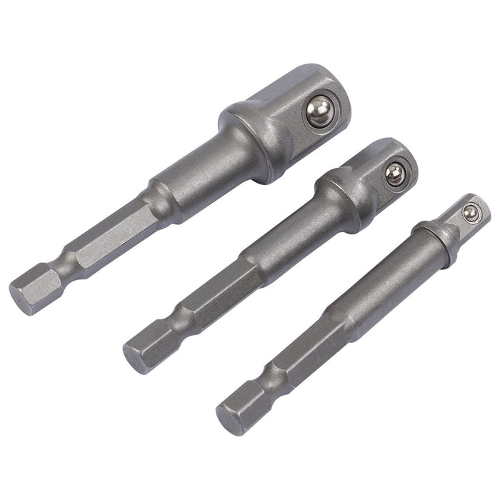 Draper Socket Adaptor Set, 1/4" Hex. x 1/4", 3/8" & 1/2" Sq. Dr. (3 Piece) 00005 Draper - Town Tools 