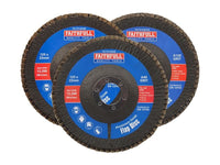 Faithfull Aluminium Oxide Flap Disc 125 x 22mm Mixed Grit (3 Pack)