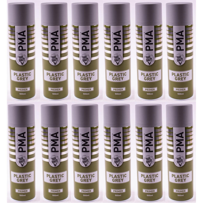 12x Autotek Professional Grey Plastic Primer 500ml Spray High Coverage Town Tools - Town Tools 