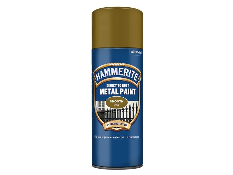 Hammerite Direct to Rust Smooth Finish Aerosol Gold 400ml Hammerite - Town Tools