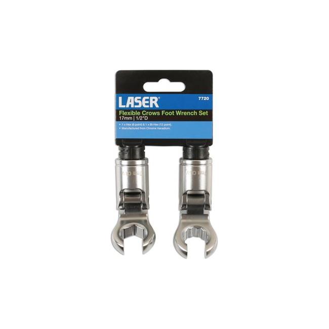 Laser Flexible Crows Foot Wrench Set 1/2"D 2pc 7720 Laser - Town Tools 