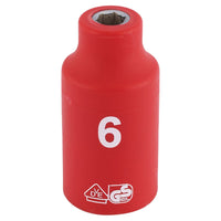 Draper Fully Insulated VDE Socket, 3/8" Sq. Dr., 6mm 31494