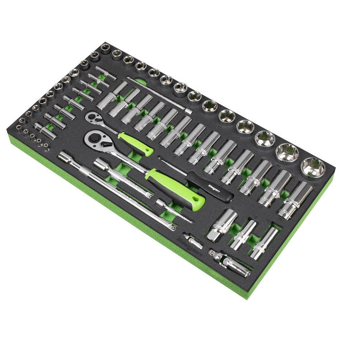 Siegen Siegen Socket Set with Tool Tray 1/4" & 1/2"Sq Drive 62pc S01271 Siegen - Town Tools 