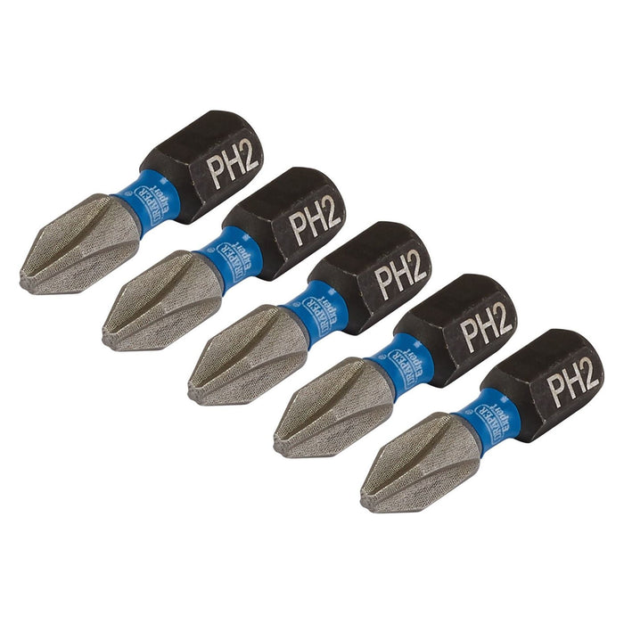 Draper Expert Cross Slot/PH Type Impact Screwdriver Bits, No.2 x 25mm, 1/4" Hex Draper - Town Tools 