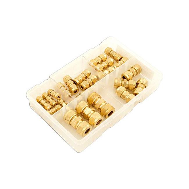 Connect Assorted Imperial Brass Tube Couplings 25pc 31880 Tool Connection - Town Tools 