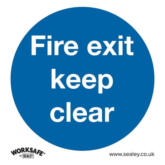 Sealey Mandatory Safety Sign Fire Exit Keep Clear Rigid Plastic Pack of 10 Sealey - Town Tools 