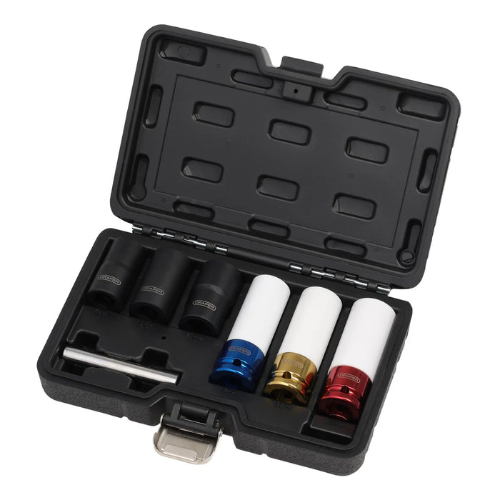 Draper Wheel Nut and Bolt Extractor Socket Set, 1/2" Sq. Dr. (7 Piece) - WNBSS