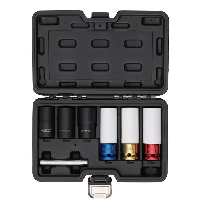 Draper Wheel Nut and Bolt Extractor Socket Set, 1/2" Sq. Dr. (7 Piece) - WNBSS