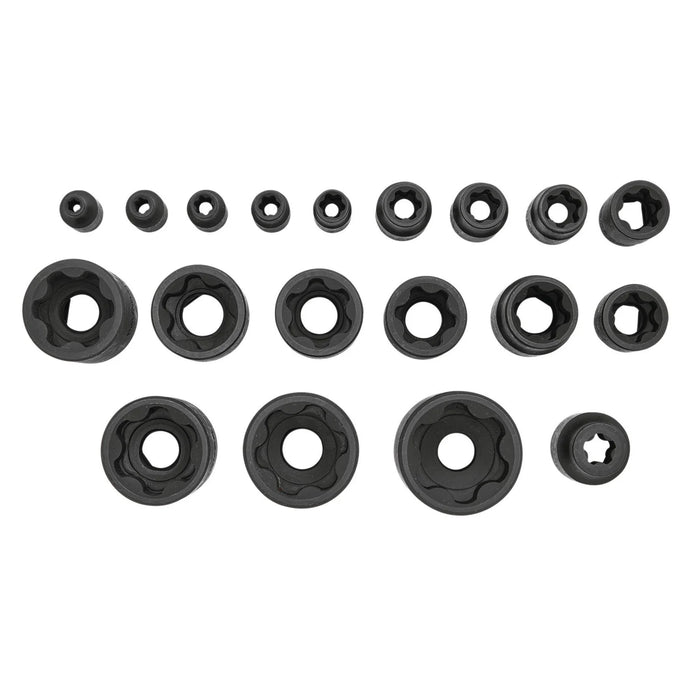 Draper External Torx Plus Socket Set, 1/4", 3/8", 1/2" Sq. Dr. (19 Piece)