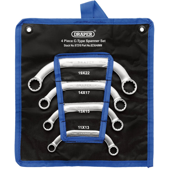 Draper HI-TORQ® Half Moon Obstruction Ring Spanner Set (4 Piece) - 8236/4/MM