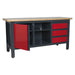 Sealey Workstation with 3 Drawers 1 Cupboard & Open Storage AP1905B Sealey - Town Tools 