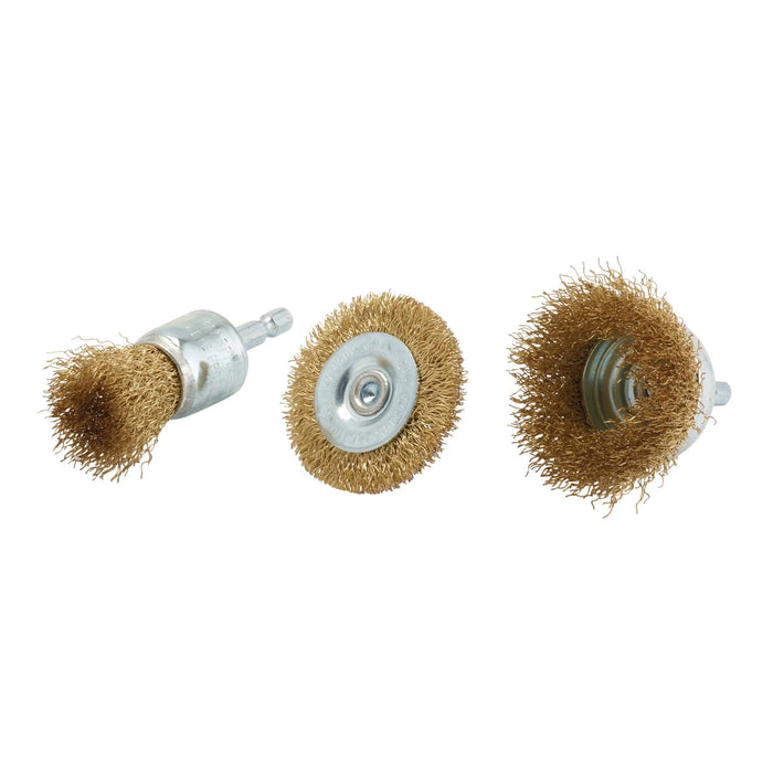 Draper Brassed Steel Crimped Wire Brush Set (3 Piece) - WBSET3