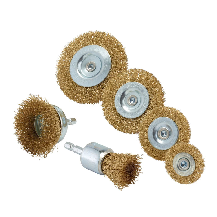 Draper Brassed Steel Crimped Wire Brush Set (6 Piece) - WBSET6