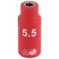 Draper Fully Insulated VDE Socket, 1/4" Sq. Dr., 5.5mm 31237