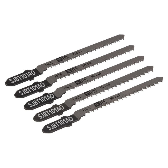 Sealey Jigsaw Blade Hard Wood 83mm 18tpi Pack of 5 SJBT101AO Sealey - Town Tools 