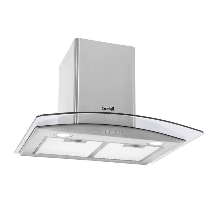 Baridi Curved Glass Cooker Hood Carbon Filters & LED Lights 60cm Stainless Steel Baridi - Town Tools 