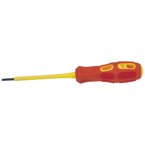 VDE Approved Fully Insulated Plain Slot Screwdriver, 2.5 x 75mm (Sold Loose) Draper - Town Tools