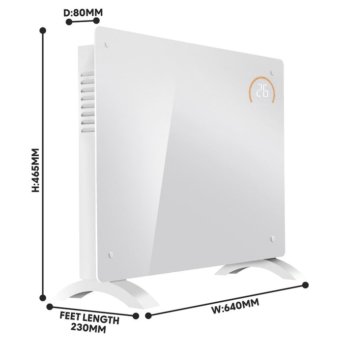 Baridi 1500W Electric Glass Panel Heater with 24/7 Timer, Remote Control & Wi-Fi - White