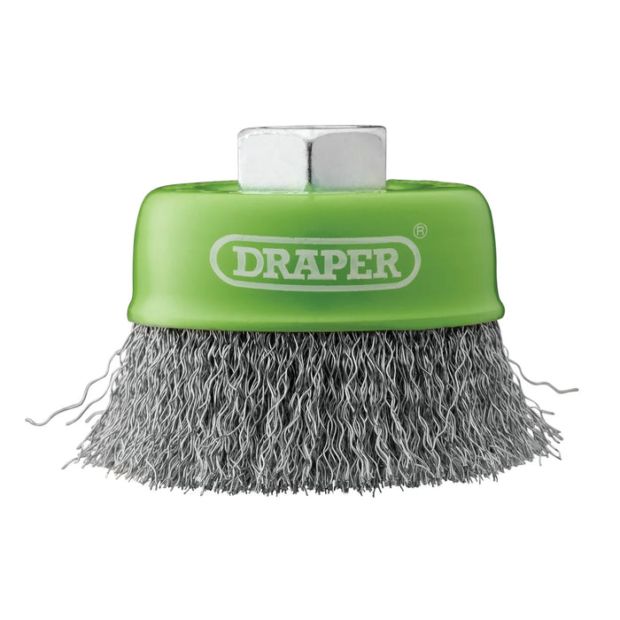 Draper Stainless-Steel Crimped Wire Cup Brush, , M14 65-75mm