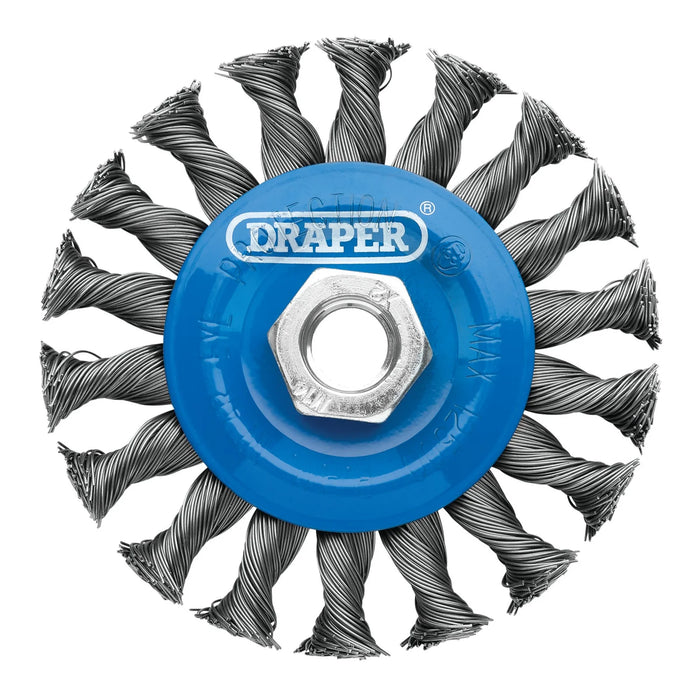 Draper Steel Twist-Knot Flat Wire Wheel Brush, , M14 100-150mm