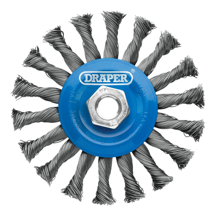 Draper Steel Twist-Knot Flat Wire Wheel Brush, , M14 100-150mm