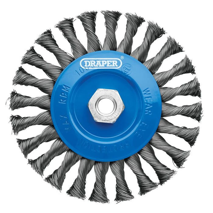 Draper Steel Twist-Knot Flat Wire Wheel Brush, , M14 100-150mm