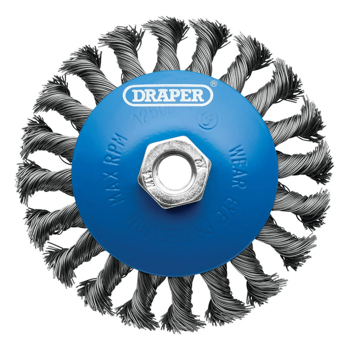 Draper Steel Bevelled Twist-Knot Wire Wheel Brush, , M14 100-115mm