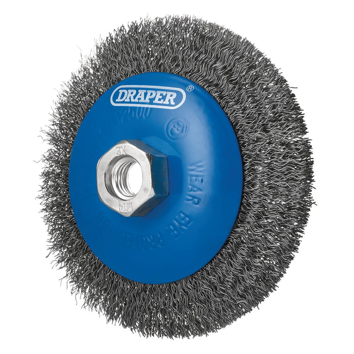 Draper Steel Bevelled Crimped Wire Wheel Brush, 115mm, M14 - WBW1