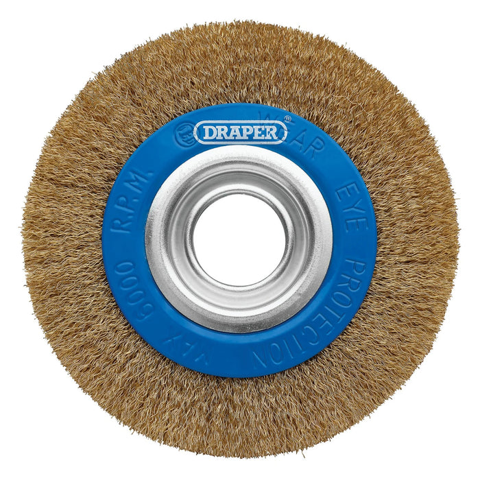 Draper Brassed Steel Bench Grinder Wire Wheel Brush, 150 x 31.75mm - BG150CS