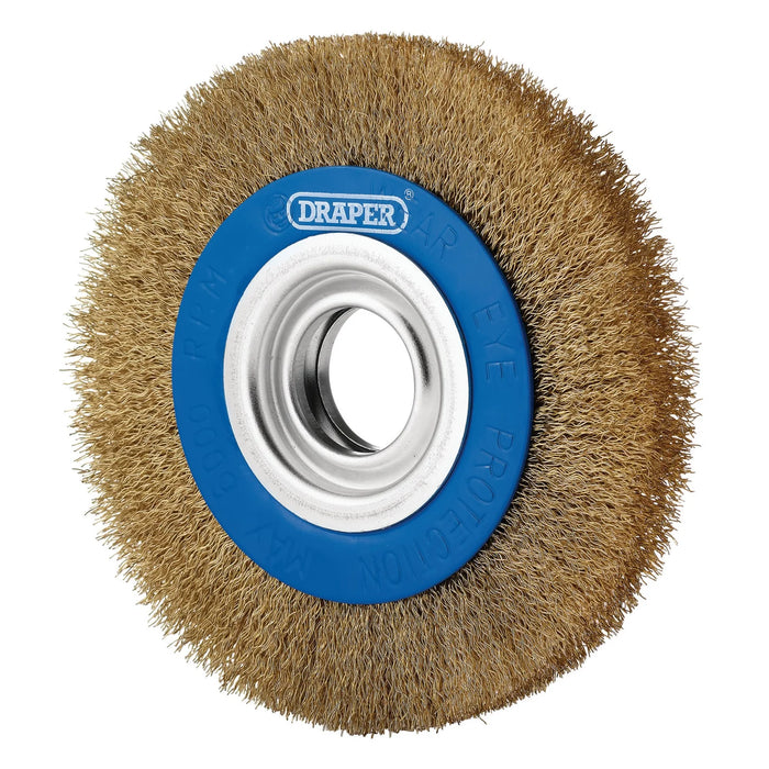 Draper Brassed Steel Bench Grinder Wire Wheel Brush, 150 x 31.75mm - BG150CS