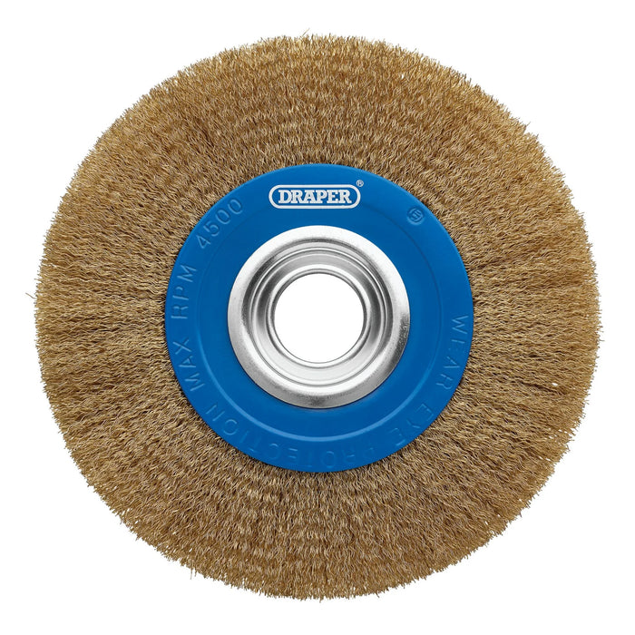 Draper Brassed Steel Bench Grinder Wire Wheel Brush, 200 x 31.75mm - BG200CS